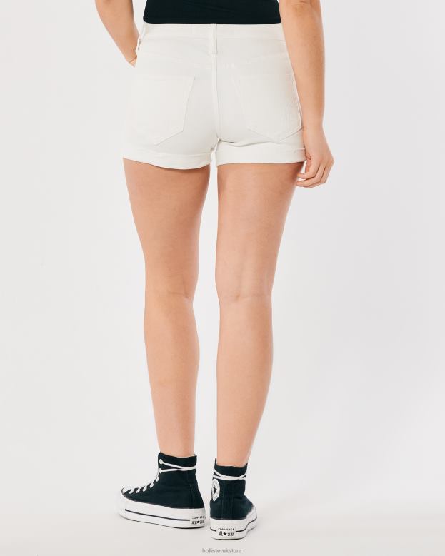 Bottoms Hollister Women High-Rise Ripped White Denim Shorts 3\\ 48820493 White Ripped